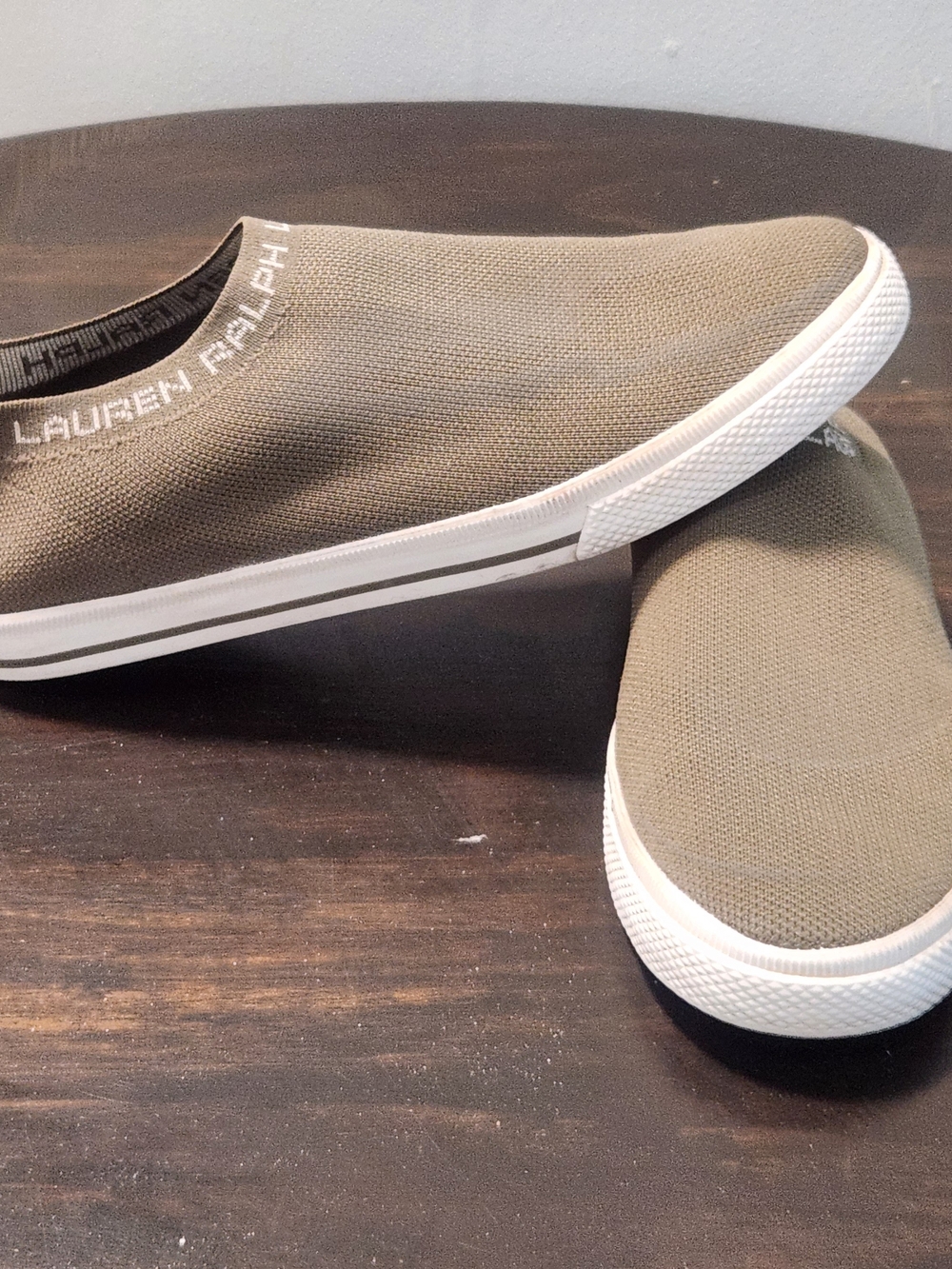 Lauren Ralph Lauren Jordyn Knit Slip-On Sneakers | Olive Green | Women's Sz 8